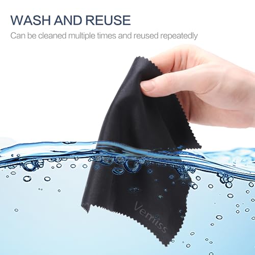 Vemiss 6 Pack Microfiber Glasses Cleaning Cloth, Wipes Lens Eyeglasses & Screens - Reusable, Portable with Keychain & Pouch - Sunglasses, Jewelry, Phone Cleaner Cloth (Color 2) - color: Color 2