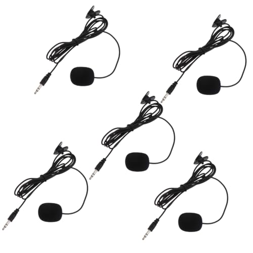 Clip-on Microphones for Pc 5 Pack PVC Phone Mics Easy to Use Lapel Microphone Boom for Streaming/Recording/Video Chat