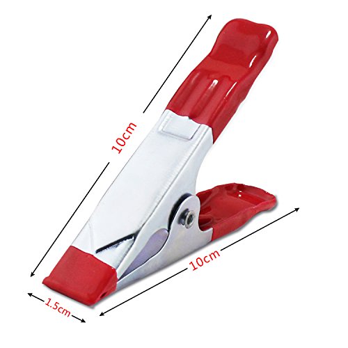 ESUMIC® 6 x 4inch A Metal Spring Clamps, Heavy Duty Spring Metal Spring Clamps, Rubber Coated Tipped Grip Holder For Camping Tarpaulin (Red) (6-Piece) - color: Red