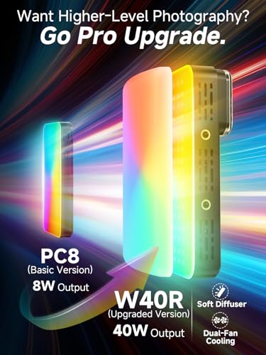 Moman LED Camera Light, RGB Video Lights for Photography, App Wireless Control, 2500-9000K, CRI 95+, Long Battery Life, Portable Lighting Panel with Cold Shoe, Fits for GoPro Sony Canon - color: Black