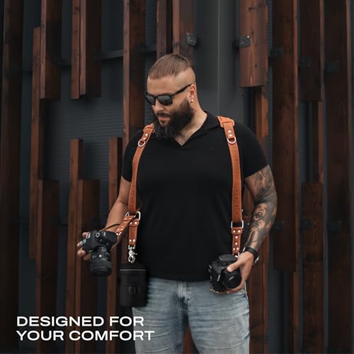 C Coiro Extra Attachments Single and Dual Camera Harness for Camera Bag, Sling Bag, Pouch, Lens Case - color: Tan