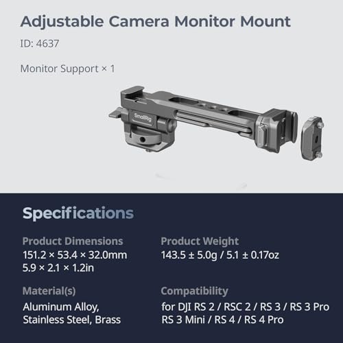 SMALLRIG HawkLock Quick Release Adjustable Camera Monitor Mount, NATO Rail and Cold Shoe, Tilt 165° Adjustable, for DJI RS 5/RS 4 Mini/RS 4 Pro/RS 4 /RS 3 Mini/RS 3 Pro/RS 3 /RSC 2 /RS 2 Stabilizers - style: HawkLock QR