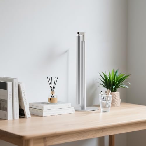 SIBRILLE Silver LED Desk Lamp, 16" Dimmable Metal Desk Light with Base, 15W 1200LM, Adapter Included, Color & Brightness Adjustable, Modern Tall Table Lamp for Home Office Reading Study Task Laptop - color: Silver