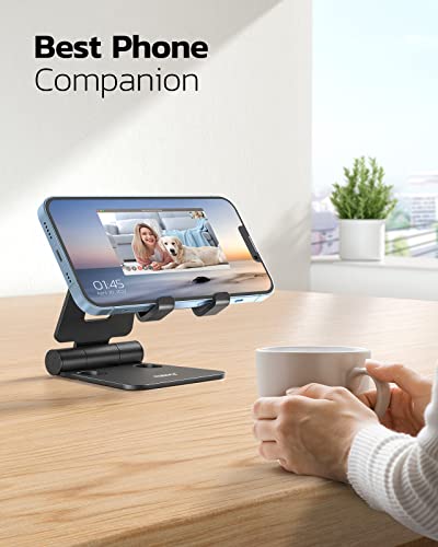 Nulaxy 2 Pack Dual Folding Cell Phone Stand, Fully Adjustable Foldable Desktop Phone Holder Cradle Dock Compatible with Phone 16 15 14 13 12 Pro Xs Xs Max Xr, All Phones, Black&Gold - color: F-Black & Gold