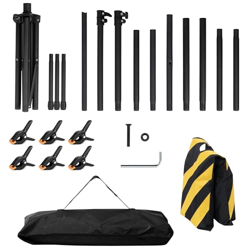T-Shape Portable Backdrop Stand – 8x5.2ft Adjustable Photo Background Stand Kit, Sturdy Small Back Drop Holder with 6 Spring Clamps, Sandbag, Carry Bag for Party, Photography and Video Studio