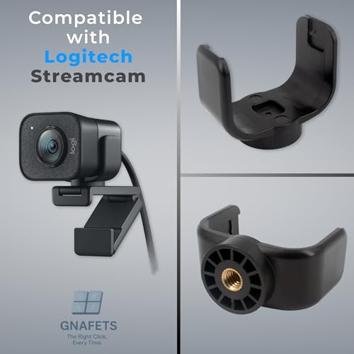 Webcam Holder, Durable, Tight Grip, Stable Mount - Compatible with Logitech StreamCam, Black and White (Black) - color: Black