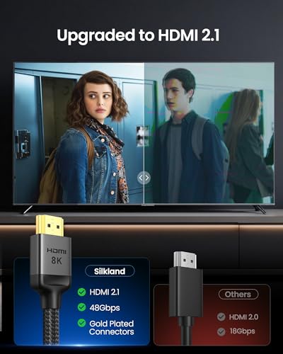 Silkland 8K HDMI Extension Cable 5FT/1.5M HDMI Extender 2.1, 8K@60hz 4K@120hz HDMI Male to Female Adapter,Ultra High Speed 48Gbps HDMI Cord Compatible with Fire Stick Roku TV Blu-Ray Laptop PS5/4 - size: 5FT