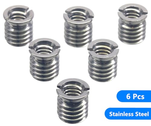 Stainless Steel 1/4"-20 Female to 3/8"-16 Male Convert Screw Adapter (6pcs, 10.5mm) - color: 6pcs, size: 10.5mm