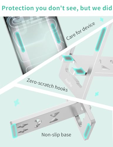 Aoviho Phone Stand for Desk, Ultra-Thin Foldable Aluminum Phone Holder, Portable Travel & Office Cell Phone Stand Compatible with iPhone 17 16 15 14 13 12 Pro Max, Fits 3.7"-7" Devices, Silver - color: Silver