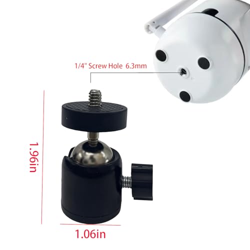 Universal 1/4" Swivel Mini Ball Head Tripod Mount, Black, 10-Pack | 360 Degree Rotating Adapter, For DSLR Cameras, For Tripods, For Monopods