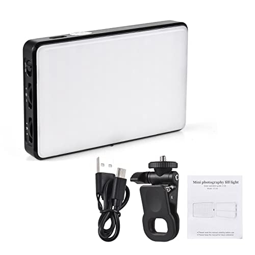 Andoer Pocket Clip-on LED Video Light Computer Tablet Mobile Phone Video Conference Light 2500K-9000K Dimmable Built-in Battery for Online Meeting Live Streaming Selfie, Black - color: Black