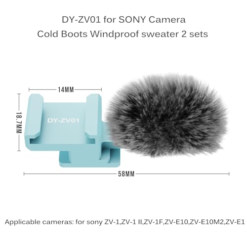 (2 Pack) Cold Shoe Adapter for Sony ZV-1,ZV-1 II,ZV-1F,ZV-E10,ZV-E1M2/ZV-E1 | Can be equipped with a mic and a fill light,for vlogging;fur reduces wind noise,Weighs as little as 6g,Non-slip,plug and play