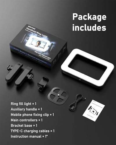 Smartphone Video Rig with LED Light, Ring Light for Phone, Video Recording with Remote, Adjustable 2900K-7000K&CRI 95+, Handheld Makeup Light for YouTube TikTok Live Streaming Makeup Vlogging