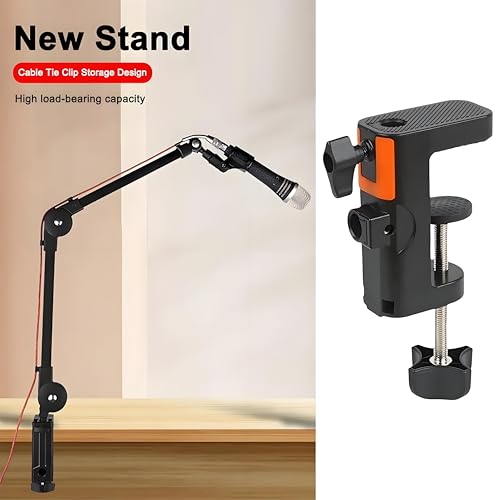 Heavy Duty Table Clamp Mount for Microphone Boom Arm, 2-in-1 C-Clamp Design for Mic Stand, Overhead Camera Arm, Desk Lamp Base – Fits up to 2.56 inch/6.5cm Desktop Thickness, 1 PCS