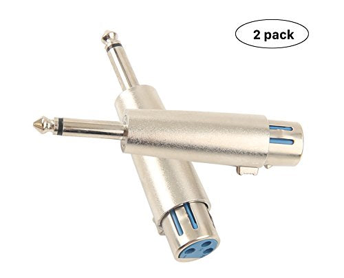 Professional 6.35mm 1/4 Inch Mono Male Plug to 3 Pin XLR Female Jack Stereo Audio Microphone Adapter Converter Connector (2 Pack) - color: SET 2