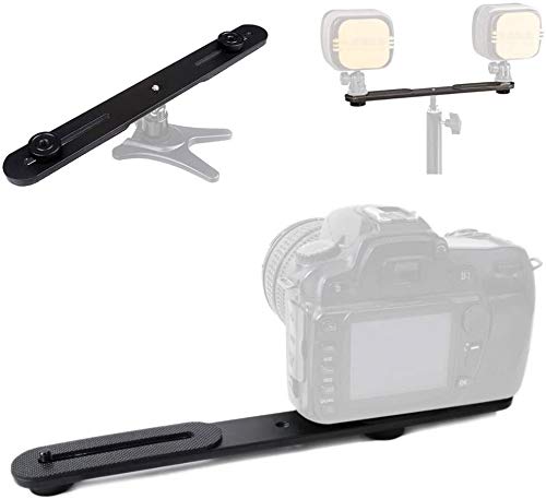 EXMAX® Flash Bracket Holder for 1/4" Screw Tripod Light Stand DSLR Camera Aluminum Alloy, 1/4" Screw Mount Dual Mount Extension Bar for DSLR Camera, Tripod, Light Stand, LED Video Light, Speedlight