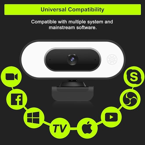 Webcam with Ring Light Microphone - Streaming Web Camera, 1080P Full HD Pro Camera for PC Mac Laptop Desktop, USB Computer Webcam with Privacy Cover and Tripod for Zoom Meeting Skype Teams Twitch - style: Webcam with Light & Cover & Tripod