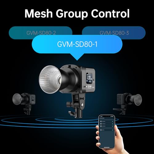 GVM SD80D 80W LED Video Light Kit with Softbox, Bowens Mount, CRI97+, 2700K-7500K Color Temperature, APP Control, and Tripod Stand for Video and Wedding Shooting - size: 80W