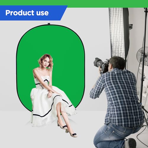 Portable Green Screen Backdrop with Stand,Foldable 5x7ft Chromakey Blue&Green Screen 2 in 1 Pop Up Collapsible Backdrop for Photo and Video Shooting,Gaming (Green & Blue) - color: Green & Blue