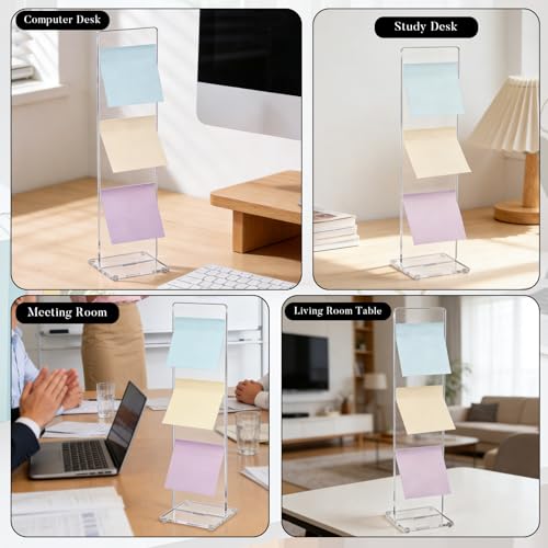 4Pack Computer Monitor Memo Board Acrylic Monitor Sticky Note Holder Clear Sticky Notes Organizer Portable Message Panel Reminder Office Desk Accessories for Office Home
