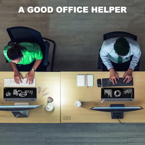 TSJ OFFICE Desktop Whiteboard Dry-Erase-Board - Computer Keyboard Stand White Board Surface Pad with Drawer, Desk Organizers with Accessories for Office, Home, School Supplies - Black&Grey - color: Grey Base/ Black Glass