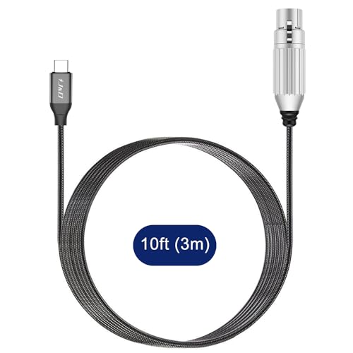 J&D USB C to XLR Microphone Audio Cable, Braided USB C to XLR Female Cable for Audio Recording, Dynamic Microphone, Compatible for iPhone 16/17 Series, MacBook, 9.8 Feet - size: 9.8 Feet