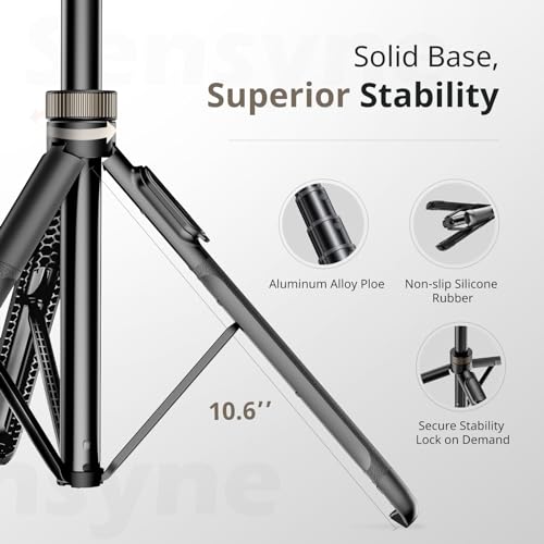 Sensyne 72" Extendable Tripod for iPhone & Selfie Stick with Detachable Phone Holder & Wireless Remote, Compatible with All Cell Phones, Black - color: Black