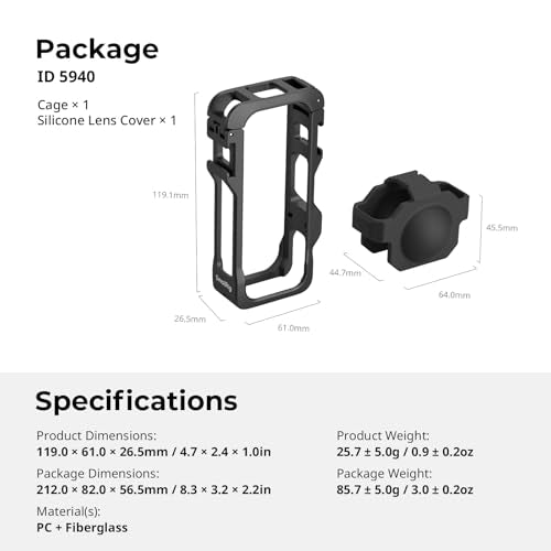 SmallRig Cage for Insta360 X4 Air, Plastic Protective Case for Insta360 X4 Air, Built-in Cold Shoe Mounts & 1/4" Locating Hole, with Silicone Lens Cover - 5940 - style: for Insta360 X4 Air(Lite)
