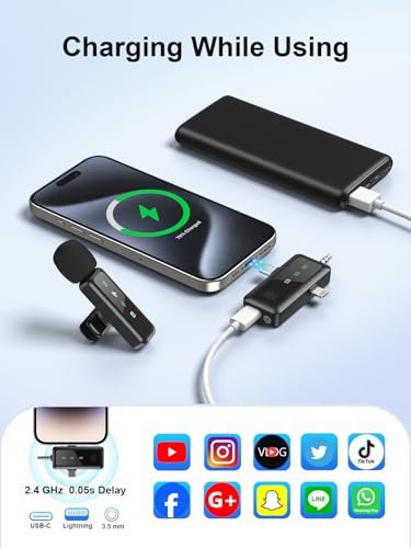 BILIWAL Wireless Lavalier Microphone, Noise Cancelling Lapel Recording Entry-Level 2 Pack Mics, 3IN1 Port for Most Devices - style: 3IN1 RX Mic