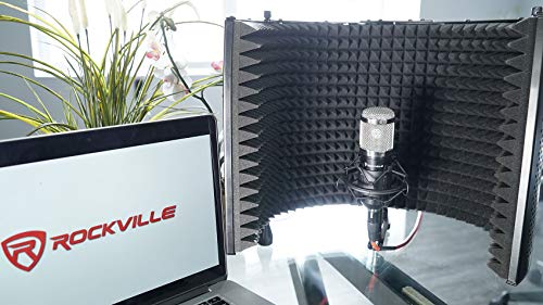 Rockville RCM01 Bundle: Pro Studio Recording Condenser Microphone with Metal Shock Mount, DMS40 40 in Boom Arm USB Mic Stand with Desk Clamp, PRO-M50 Studio Headphones with Case, 3-Items