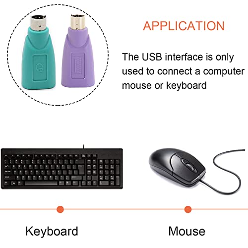 PS/2 to USB A Adapter Male to Female Keyboard Adapter PS-2 Jack to USB A Plug for Mouse and Keyboard, Replacement PS/2 Keyboards Adapters, 4 PCS - color: USB F to PS/2 M