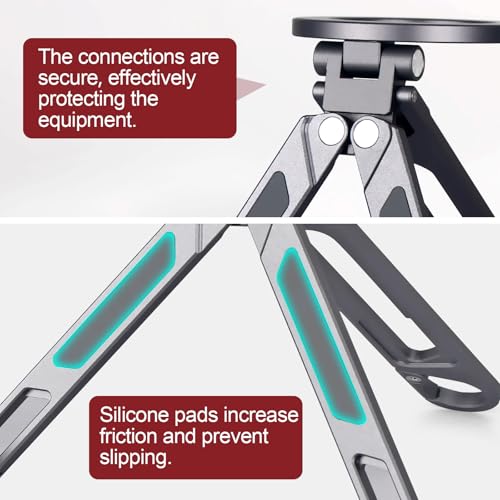 Magnetic Tripod for iPhone iPad, 2-in-1 Portable Phone Stand with Carabiner for Travel Gym, Selfie Stick Tablet Holder Strong Magnet Quick Mount Compatible with iPhone 17 16 15 14 13 12 iPad Series