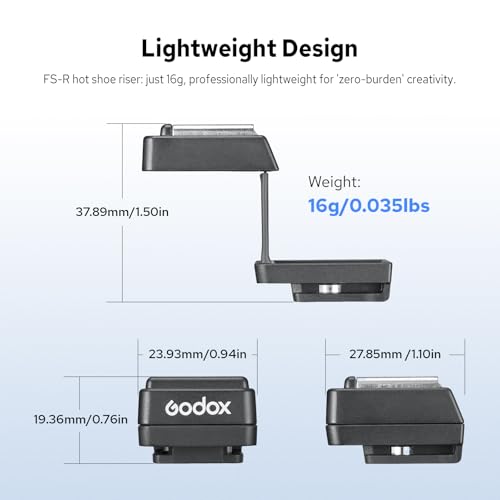Godox FS-R Single Contact Folding Hot Shoe Riser, Extender for Godox IM30 IM20 IM22 Mini Flash, Raises Flash 30mm Height to Reduce Lens Shadow, Flexible Flash Positioning