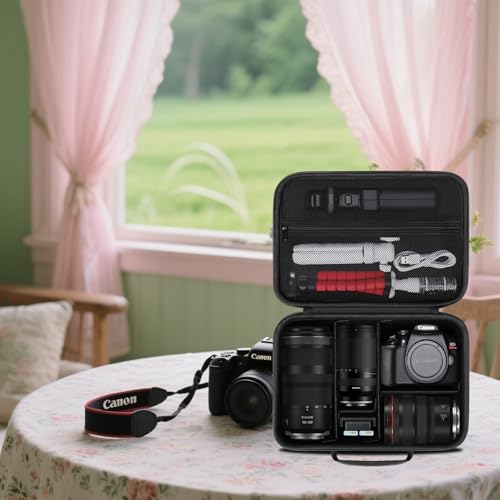 Case for Canon T7/ R100/ KODAK AZ528/ Sony ZV-E10/ Alpha 6700/ A6400 Camera | Canon T7/ R100/ KODAK AZ528/ Sony ZV-E10/ Alpha 6700/ A6400 Camera Carrying Case, Lens Accessories Hard Travel Bag, Black - color: Dark Black