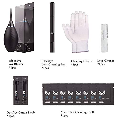 VSGO Professional Camera Cleaning Kit with Portable Bag Air Blower Lens Cleaning Pen Spray Cotton Swab Cloth Compatible with Canon, Nikon, Sony DSLR Cameras and Sensitive Electronics Bundle(VS-A3E)