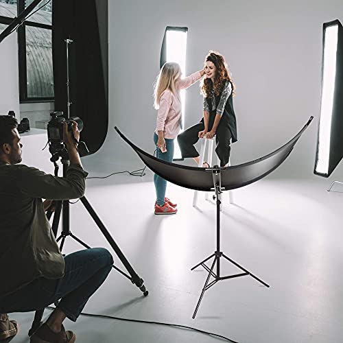 FUDESY Curved Reflector, 67"x24" Clamshell Light Reflector with 4-in-1 Fabric Black/White/Gold/Silver, U-Shape Lighting Diffuser with Carrying Bag for Photography Studio Portrait Video Shooting