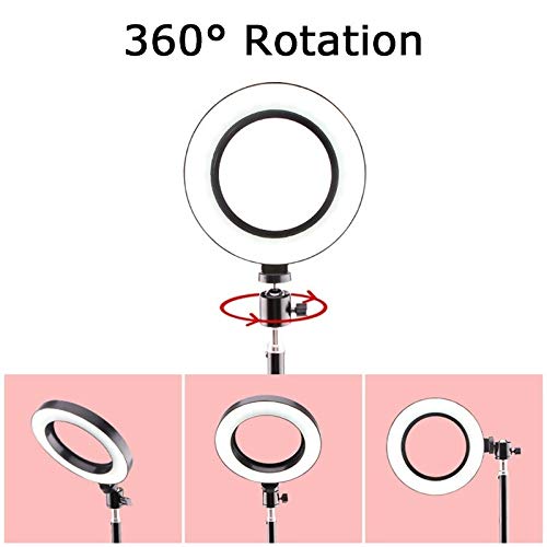 Ring Light OEBLD Dimmable with 3 Light Modes & 10 Brightness Level 360° Rotae LED Ring Fill Lights for Phone Live Stream Makeup YouTube Video Shooting (B(only 10'' Ring Light)) - size: B(10