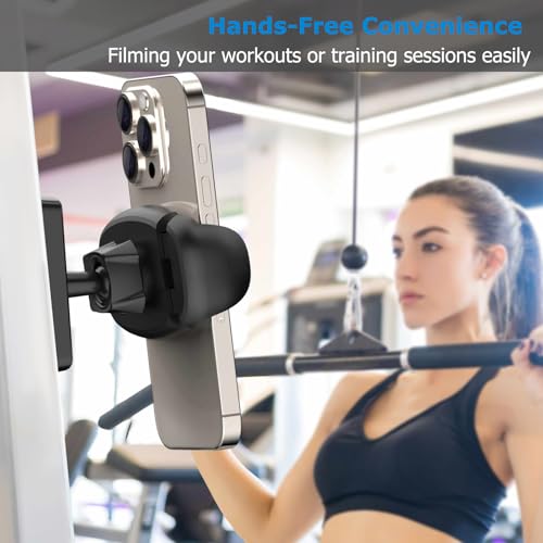TONDA Gym Magnetic Phone Holder【Strong Magnets】 360 Adjustable Magnetic Phone Mount, Phone Tripod Holder Gym Accessories for Women Men Workout Essentials for 4-7" Smartphones