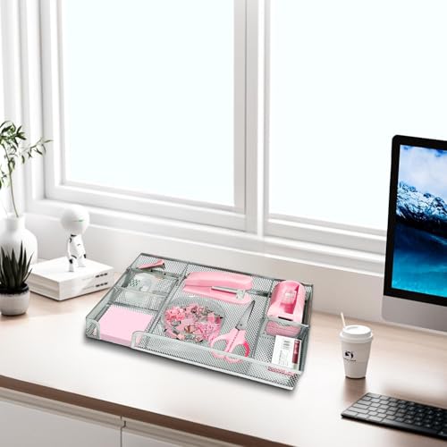 Pink Office Desk Accessories, Pink Office Supplies Set, Desk Drawer Organizer,Stapler and Tape Dispenser Set,Tape,Staple Remover, Staples, Paper Clips, Scissor and Sticky Note - color: Pink