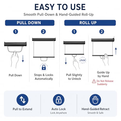 Retractable White Background Screen 36" x 56" Portable Roll-Up, Pull-Down Background, Black and White Double-Sided Design, PVC Material, Suitable for ID Card Passport Photo Photography