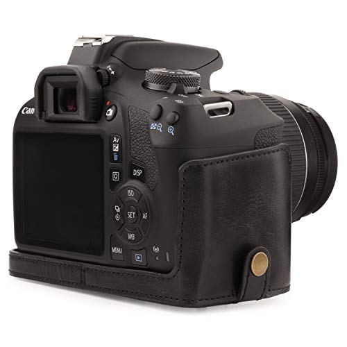MegaGear MG1607 Ever Ready Leather Camera Case compatible with Canon EOS Rebel T7 (18-55mm), 2000D (18-55mm) - Black - color: Black