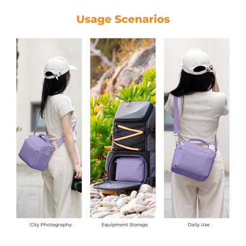 K&F CONCEPT Camera Sling Bag Small Crossbody Camera Case DSLR/SLR/Cute Compact Shoulder Photography Bags for Photographers-Purple - color: 08-purple