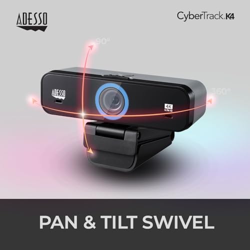 Adesso 4K Webcam Dual Microphones, Adjustable FOV, Built-in Dual Microphones, Privacy Switch, Tripod Mount & Crystal Clear 4K UHD Video - Perfect for Video Calls, Streaming, and Online Classes