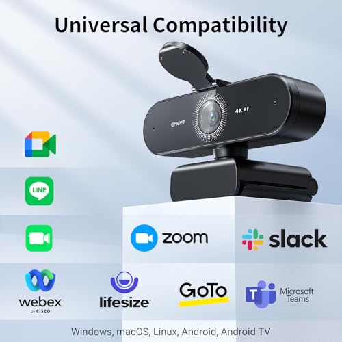 EMEET NOVA 4K Webcam for PC - Ultra 4K HD, PDAF Autofocus, Dual Omnidirectional Mics, 73° FOV, Auto Light Correction, USB-A, Privacy Cover, Ideal for High-End Business Meetings&Live Streaming - style: 4K PDAF Focus 2 Mics