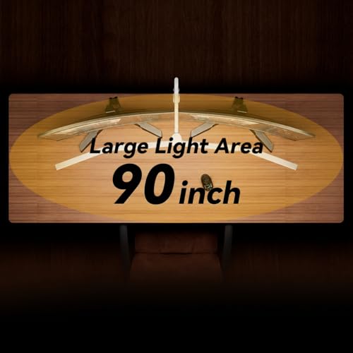 Adjustable LED Desk Lamp with Clamp, 4-Head Eye-Caring CRI95+ Desk Light, Stepless Dimming & Color Temp Remote Control, Flexible Neck, 5-Mode for Reading, Computer, Crafting, 90" Wide Desk Coverage - color: White