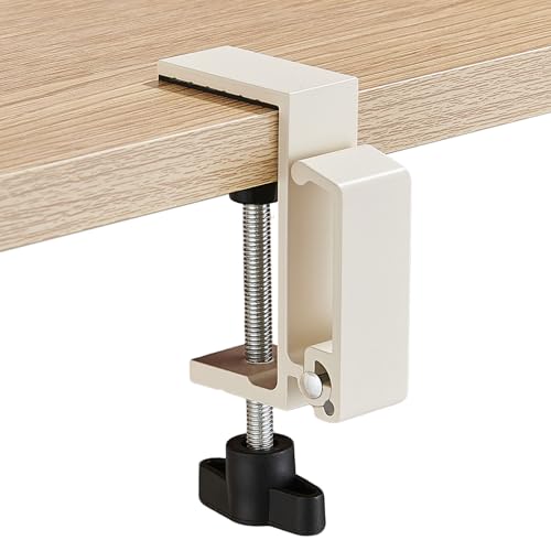 Aluminum Alloy Foldable Headphone Stand for Desk , Headphone Holder - Headset Stand Hook Mount, PC Gaming Headset Holder Under Desk Clamp for Office, Computer, Student Class Table, Handmade Table - color: Milky White