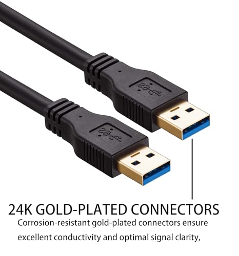 USB to USB Cable Male to Male 20 ft, Long USB 3.0 Cable A to A for Data Transfer Hard Drive Enclosures, Printer, Modem, Cameras