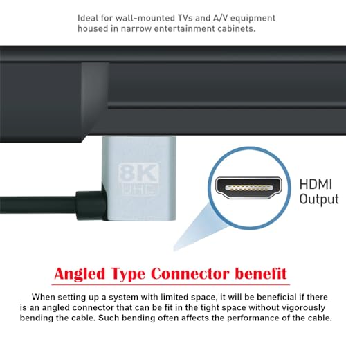 Cable HDMI 2.1 Male to HDMI Male 8K 60hz Stretch Coiled Cable Left Angled 90 Degree for HDTV Computer Laptop Monitor - style: HDMI Left Angled