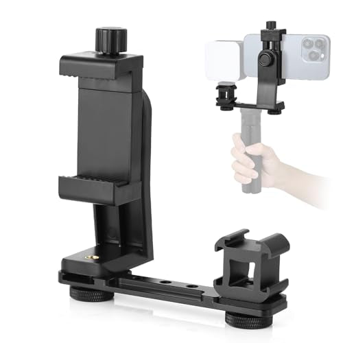 UTEBIT Pocket 3 Phone Holder Mount, Pocket 3 Accessories Cell Phone Mount with 1/4" Threads Screw and Extension Rod Compatible with DJI Osmo Pocket 3, Cold Shoe Used Tripod Selfie Stick, Black