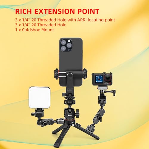 Zeadio Metal Camera Mini Tripod, with 1/4" Screw Ball Head Mount, Adjustable Heights Desktop Vlog Stand for Smooth 4 Osmo Mobile Ronin-S Vimble 2 Gimbal Handle Grip Stabilizer and All Cameras - style: Standard Ball Head